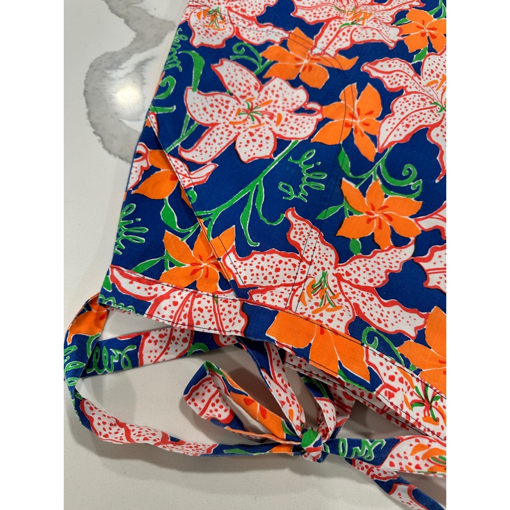 Vintage Lilly Pulitzer The Lilly Floral Wrap Skirt Blue Orange Lily XL W3218 - Picture 6 of 8